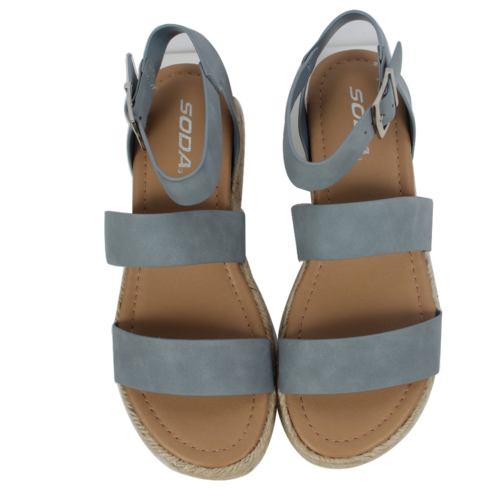 Size 10 Blue Open Toe Strappy Ankle Strap Espadril - Picture 4 of 6